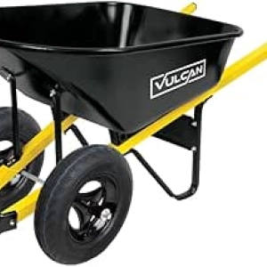 Vulcan 6 Cu-Ft Steel Wheelbarrow with 2 Pneumatic Wheels | Heavy-Duty Construction