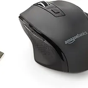 Amazon Basics Wireless Ergonomic Mouse - 2.4 GHz, Adjustable DPI, PC & Mac Compatible