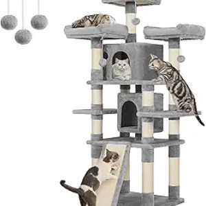 Feandrea 67" Multi-Level Cat Tree for Large Cats - Stable, Light Gray UPCT18W