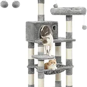 56-Inch Cat Tree Tower with Hammock & Scratching Posts | FEANDREA UPCT15W