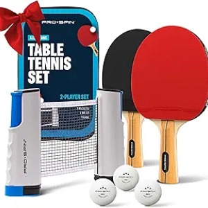 PRO-SPIN Portable Ping Pong Set - Retractable Net, Paddles & Balls