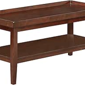 42" Ledgewood Espresso Coffee Table with Storage Shelf - Modern Living Room Furniture