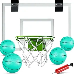 ROPODA Glow in The Dark Mini Basketball Hoop - Indoor Door Hoop with 4 Balls