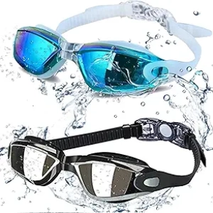 Professional Anti Fog Swimming Goggles for Adults & Kids - Pack of 2 with UV Protection