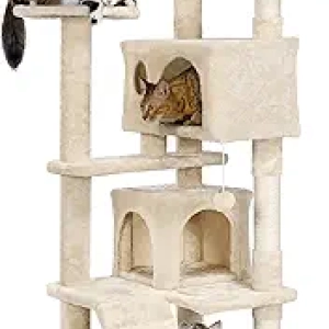 54in Cat Tree Tower Condo - Multi-Level Scratching Post & Play House for Cats