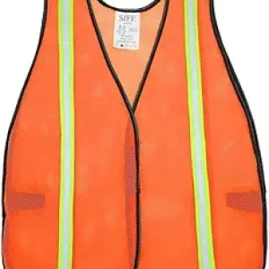 SIFE 10 Pack High Visibility Reflective Safety Vest - Orange Mesh for Men & Women