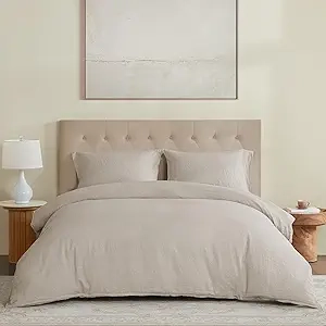 DAPU 100% French Linen Duvet Cover King Set - Soft, Breathable & Temperature Regulating