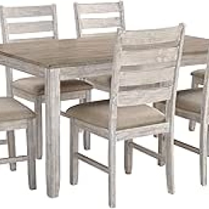 Skempton 7-Piece Whitewash Dining Set | Farmhouse & Coastal Chic Table & Chairs