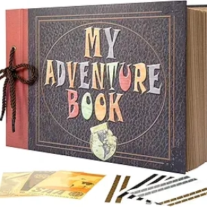 Large Embossed Adventure Scrapbook Album - 12.3x8.3 Inch, 80 Pages Photo Memory Book