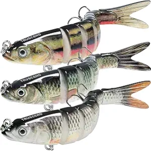 TRUSCEND Easy Catch Swimmax - 8 Segment Jointed Fishing Lure with Vibrating Action
