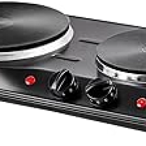 OVENTE 1700W Double Burner Electric Cooktop | Portable Cast Iron Hot Plates with Temperature Control