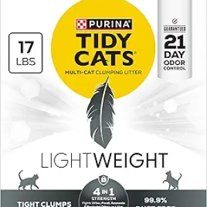 Purina Tidy Cats LightWeight Multi-Cat Clumping Litter - 99.9% Dust Free, 17 lb