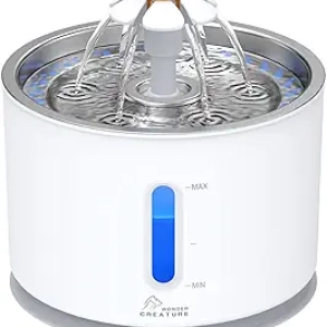 Wonder Creature Cat Water Fountain - 2.4L Stainless Steel with LED & Filter