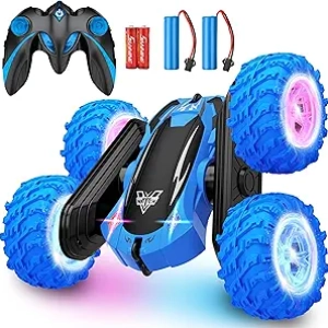 KKONES Remote Control Stunt Car - 360° Flip RC Car with LED Lights for Kids