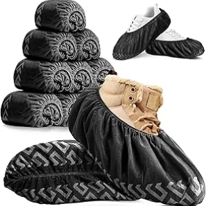 Disposable Shoe Covers Large 100 Pack - Non-Slip Booties for Work & Home