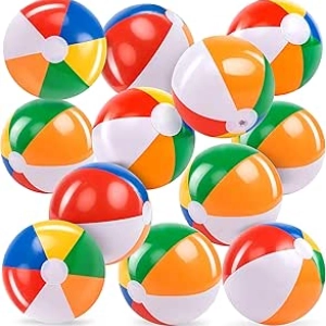 JOYIN 12-Pack 12" Rainbow Beach Balls - Inflatable Pool Toys for Kids & Adults
