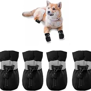 YAODHAOD Dog Shoes for Small Dogs - Anti-Slip Winter Booties & Paw Protector (Size 2, Black)
