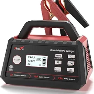 TowerTop 12V Smart Car Battery Charger - 25A Fast Charging with Engine Start & Battery Repair
