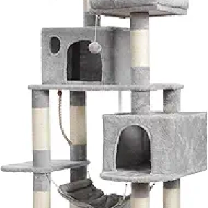 Large Multi-Level Cat Tree Condo with Sisal Posts & Hammock - Hey-Brother MPJ020W