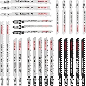 WORKPRO 25-Piece T-Shank Jig Saw Blade Set with Storage Case