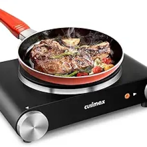 CUSIMAX 1500W Electric Hot Plate Burner - Portable Cast Iron Cooker with Temperature Control