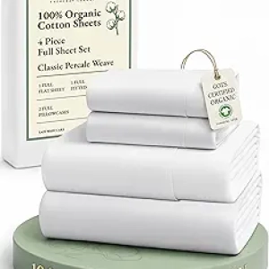 100% Organic Mercerized Cotton Full Size Sheets - Soft, Fade Resistant & OEKO-TEX Certified