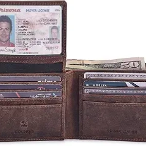 Cochoa Bifold Wallet for Men | RFID Blocking Genuine Leather | Slim Design with 2 ID Windows