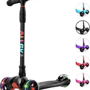 Allek Kick Scooter B02 - Light-Up Wheels, Adjustable Height for Kids 3-12