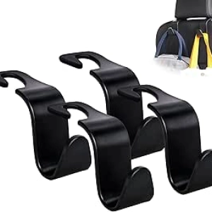 Amooca Car Seat Headrest Hooks 4 Pack - Universal Vehicle Storage Organizer