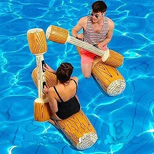 RITONS 4 Pcs Inflatable Pool Floats & Water Toys for Adults - Log Rafts & Canes Set