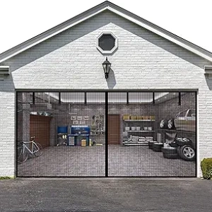 LIAMST 16x7 FT Magnetic Garage Door Screen for 2 Car - Reinforced Fiberglass