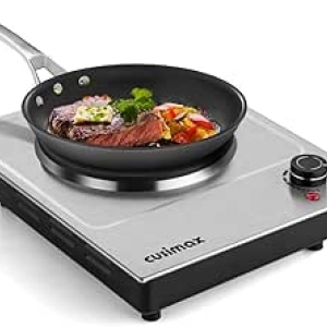 CUSIMAX 1500W Electric Hot Plate | Portable Single Burner Stainless Steel Cooktop