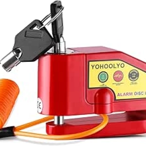 YOHOOLYO 110dB Waterproof Motorcycle Disc Brake Lock with Alarm & Anti-Theft Cable