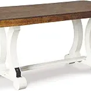 Valebeck Farmhouse Dining Table - Extends to Seat 8, Two-Tone White & Brown