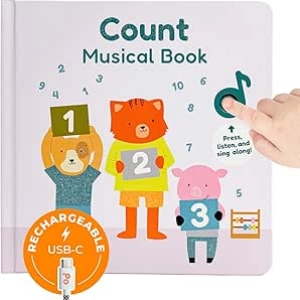 Interactive Counting Book for Toddlers 1-3 | Musical Learning Toy with Sound Buttons
