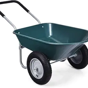 Goplus Dual Wheel Wheelbarrow 330 lbs - Heavy Duty Garden Cart with Pneumatic Tires