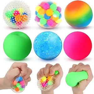 6 Pack Stress Relief Balls for Adults & Kids - Sensory Fidget Toys to Reduce Anxiety
