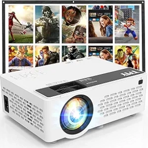 1080P HD Portable Mini Projector with Screen & Bluetooth - Indoor/Outdoor Movie Projector