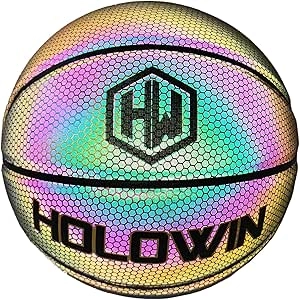 Reflective Holographic Basketball - Official Size LED Glow Ball for Night Games