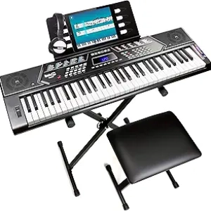 RockJam 61 Key Digital Piano Keyboard with Stand, Bench & Headphones