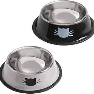 Stainless Steel Cat Bowls Set - Non-Slip 8 oz Pet Dishes for Cats, Dogs & Small Animals