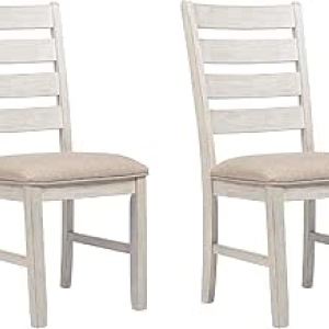 Skempton Modern Farmhouse Dining Chairs Set of 2 - Ladderback Design, White & Light Brown