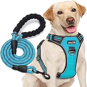 No Pull Dog Harness - Reflective, Adjustable Medium Large Dog Harness with Free Leash