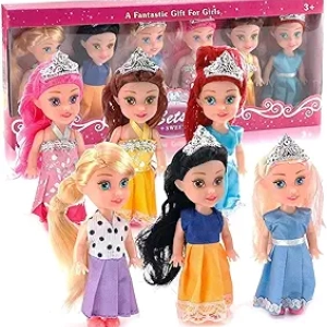 Little Royal Princess Toddler Dolls Set - Small Posable Dolls with Dresses & Accessories