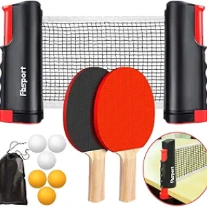 Portable Ping Pong Paddle Set with Retractable Net - Indoor/Outdoor Table Tennis