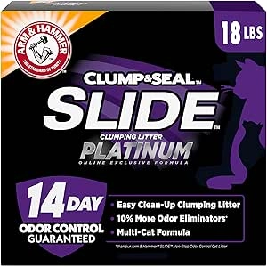ARM & HAMMER Clump & Seal SLIDE Platinum Multi-Cat Litter 18 lbs | 14-Day Odor Control