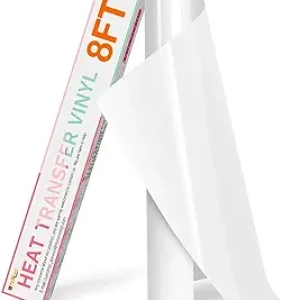 Premium White HTV Vinyl Roll 12" x 8ft - Easy Cut Heat Transfer Vinyl for T-Shirts & All Fabrics