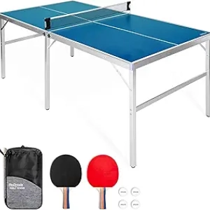 GoSports Mid-Size Table Tennis Set - Portable 6ft Indoor/Outdoor Game Table with Paddles & Balls