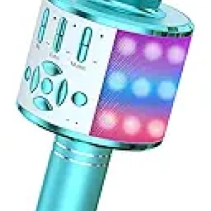 Amazmic Kids Karaoke Microphone Machine - Bluetooth Wireless Mic with LED Lights for Boys & Girls