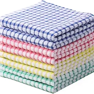 Oeleky 100% Cotton Dish Cloths - Super Absorbent Kitchen Towels, Pack of 8